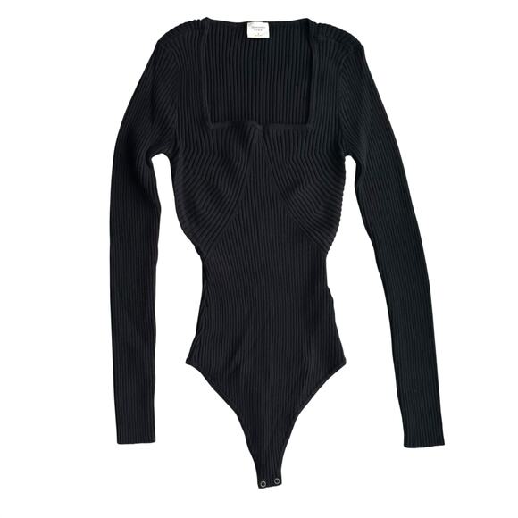 Abercrombie & Fitch Tops - Abercrombie & Fitch Square Neck Sweater Bodysuit Long Sleeve Sz Small Black NWOT